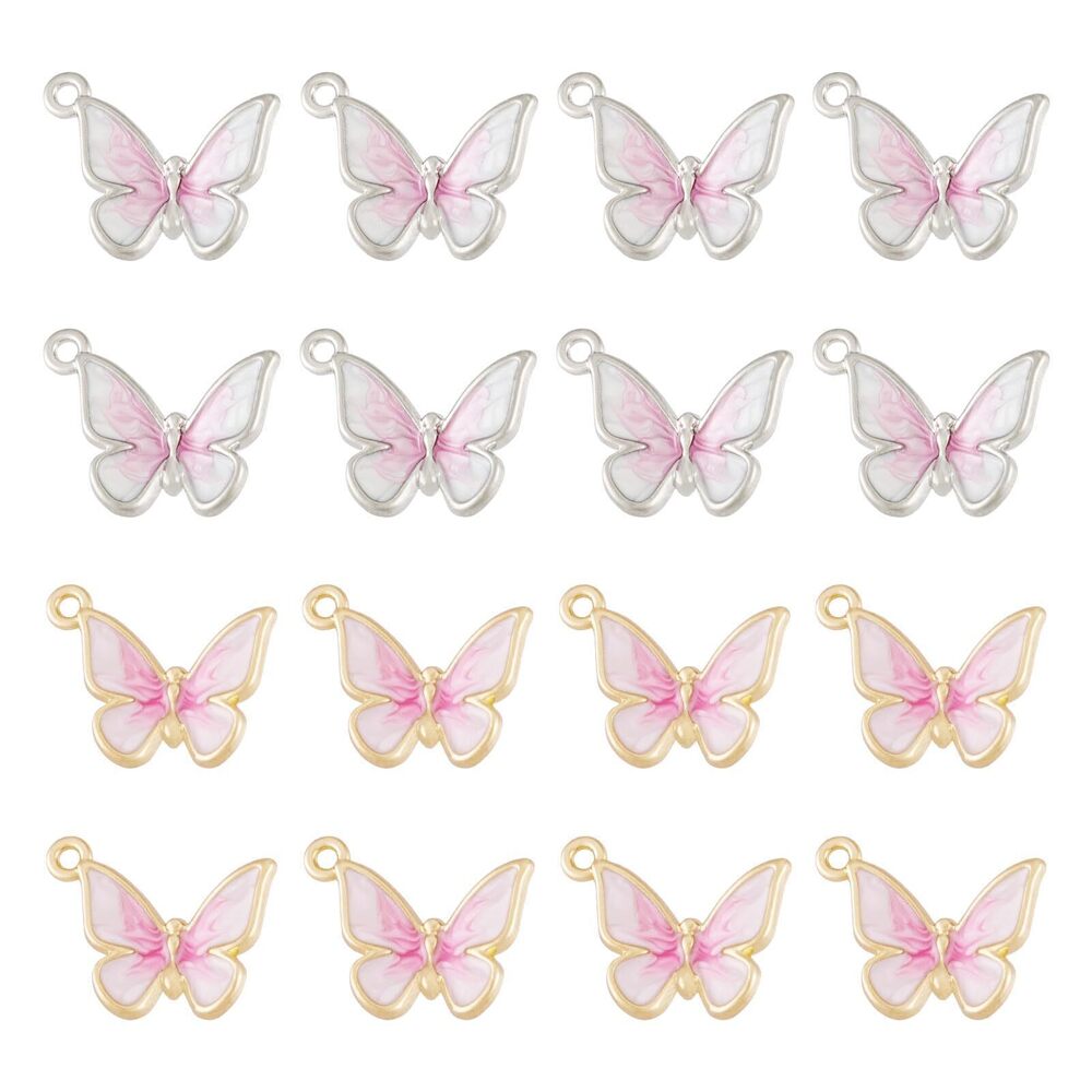 3353 16Pcs Butterfly Charms Pendants Colorful Butterfly Enamel Charms